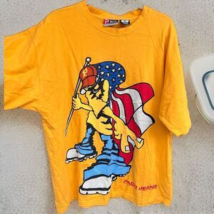 Vintage Paco Jeans Shirt Adult XL Yellow 90s‎ Y2K All Over Print AOP Mens